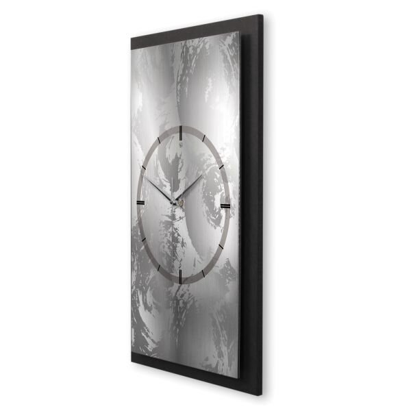 3D Wanduhr "Silver Swirl" aus gebürstetem Aluminium & MDF mit leisem Funk- oder Quarzuhrwerk