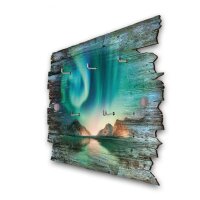 Schlüsselbrett "Nordlicht" aus Holz im Shabby-Style mit 5 Haken