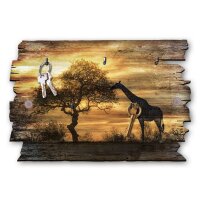 Schl&uuml;sselbrett "Giraffe in Afrika" im Shabby-Style aus Holz mit 5 Haken