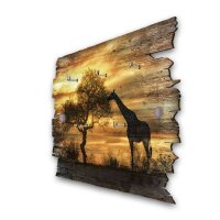 Schl&uuml;sselbrett "Giraffe in Afrika" im Shabby-Style aus Holz mit 5 Haken