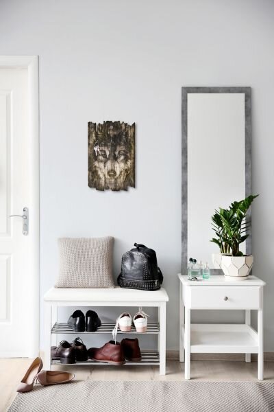 Schlüsselbrett "Wolfsblick" im Shabby-Style aus Holz mit 6 Haken