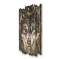 Schlüsselbrett "Wolfsblick" im Shabby-Style aus Holz mit 6 Haken