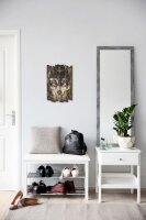 Schlüsselbrett "Wolfsblick" im Shabby-Style aus Holz mit 6 Haken
