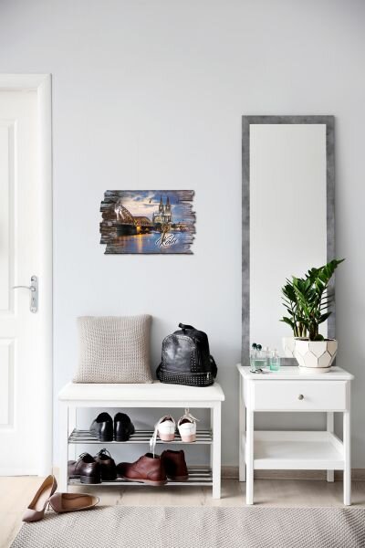 Schl&uuml;sselbrett "K&ouml;ln" aus Holz im Shabby-Style mit 5 Haken