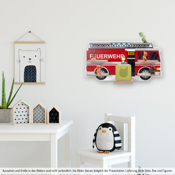 Feuerwehrauto Tonie Regal für Musikbox und Figuren fürs Kinderzimmer aus MDF