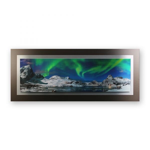 Nordlicht &ndash; 3D Alu Metallic Wandbild aus geb&uuml;rstetem Aluminium