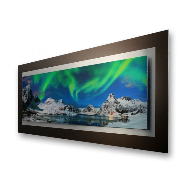 Nordlicht &ndash; 3D Alu Metallic Wandbild aus geb&uuml;rstetem Aluminium