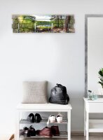 Wandgarderobe Wald See aus Holz Shabby-Chic-Design farbig bedruckt ca. 30x100cm 4 Doppel-Haken