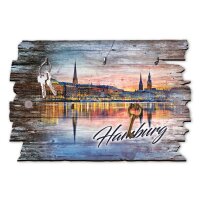 Schl&uuml;sselbrett "Hamburg" aus Holz im Shabby-Style mit 5 Haken