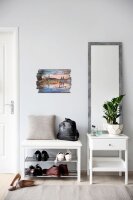Schl&uuml;sselbrett "Hamburg" aus Holz im Shabby-Style mit 5 Haken