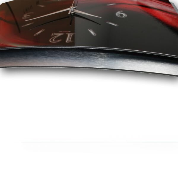 3D Design-Wanduhr "Abstrakt red & black" aus gebürstetem Aluminium mit flüsterleisem Uhrwerk | B-Ware