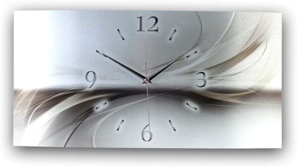 Abstrakt Silber Designer-Wanduhr mit leisem Uhrwerk aus Alu