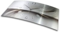 3D Designer-Wanduhr „Abstrakt silber“ aus gebürstetem Aluminium