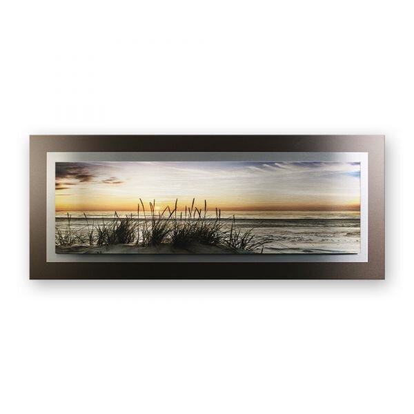 Abendlicher Strand &ndash; 3D Alu-Wandbild aus geb&uuml;rstetem Aluminium