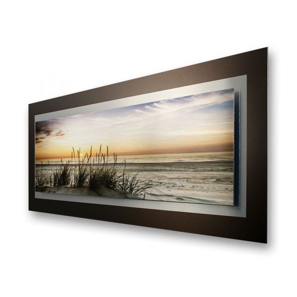 Abendlicher Strand &ndash; 3D Alu-Wandbild aus geb&uuml;rstetem Aluminium