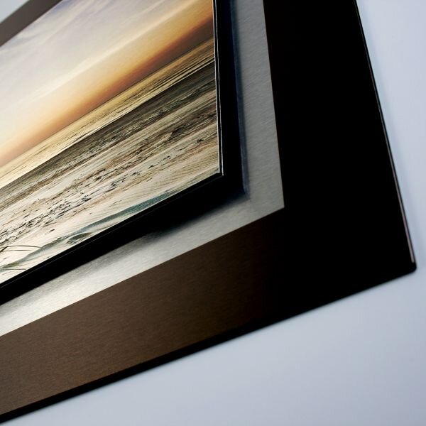 Abendlicher Strand &ndash; 3D Alu-Wandbild aus geb&uuml;rstetem Aluminium