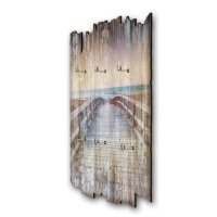 Schlüsselbrett "Meerblick" im Shabby-Style aus Holz mit 6 Haken
