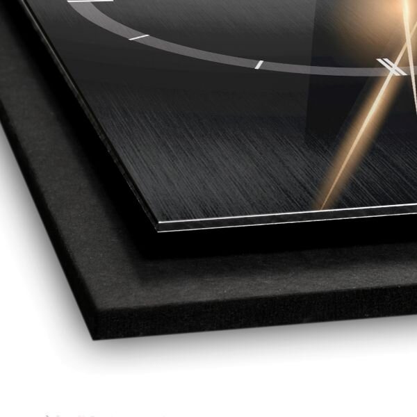 3D Wanduhr "Golden Lights" aus gebürstetem Aluminium & MDF mit leisem Funk- oder Quarzuhrwerk