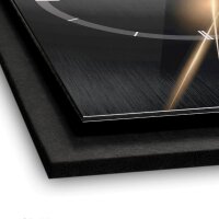 3D Wanduhr "Golden Lights" aus gebürstetem Aluminium & MDF mit leisem Funk- oder Quarzuhrwerk