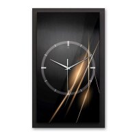 3D Wanduhr "Golden Lights" aus gebürstetem Aluminium & MDF mit leisem Funk- oder Quarzuhrwerk