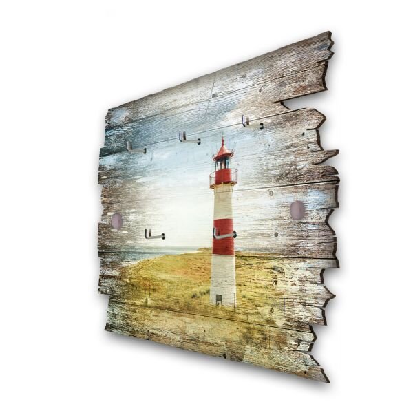 Schlüsselbrett "Leuchtturm Rot" aus Holz...