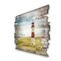 Schlüsselbrett "Leuchtturm Rot" aus Holz im Shabby-Style mit 5 Haken