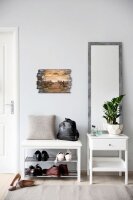 Schlüsselbrett "Holzsteg zum Meer" im Shabby Style aus Holz mit 5 Haken