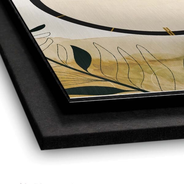 3D Wanduhr "Elegant Leaves" aus gebürstetem Aluminium & MDF mit leisem Funk- oder Quarzuhrwerk