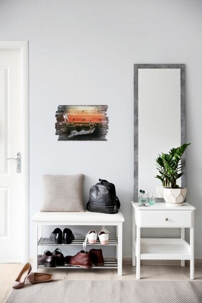 Schl&uuml;sselbrett "Dortmund" aus Holz im Shabby-Style mit 5 Haken