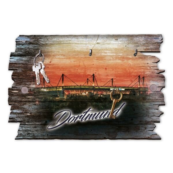 Schl&uuml;sselbrett "Dortmund" aus Holz im Shabby-Style mit 5 Haken