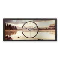 3D Wanduhr "Calm Lake" aus gebürstetem Aluminium & MDF quer mit leisem Funk- oder Quarzuhrwerk