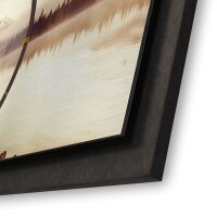 3D Wanduhr "Calm Lake" aus gebürstetem Aluminium & MDF quer mit leisem Funk- oder Quarzuhrwerk