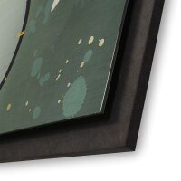 3D Wanduhr "Green & Gold" aus geb&uuml;rstetem Aluminium & MDF quer mit leisem Funk- oder Quarzuhrwerk