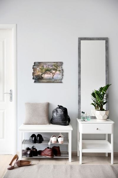 Schlüsselbrett "Zauberbaum" im Shabby-Style aus Holz mit 5 Haken