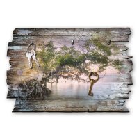 Schlüsselbrett "Zauberbaum" im Shabby-Style aus Holz mit 5 Haken
