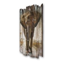 Schlüsselbrett "Elefant" im Shabby-Style aus Holz mit 6 Haken