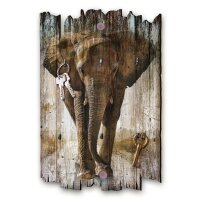 Schlüsselbrett "Elefant" im Shabby-Style aus Holz mit 6 Haken