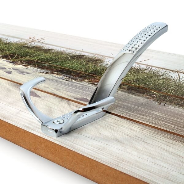 Wandgarderobe Strand aus Holz im Shabby-Chic-Design farbig bedruckt ca. 30x100cm 4 Doppel-Haken