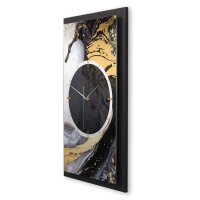 3D Wanduhr "Gold & Black Ink" aus gebürstetem Aluminium & MDF mit leisem Funk- oder Quarzuhrwerk