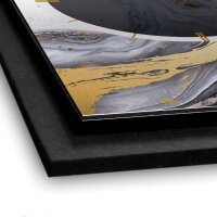 3D Wanduhr "Gold & Black Ink" aus gebürstetem Aluminium & MDF mit leisem Funk- oder Quarzuhrwerk