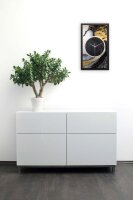 3D Wanduhr "Gold & Black Ink" aus gebürstetem Aluminium & MDF mit leisem Funk- oder Quarzuhrwerk
