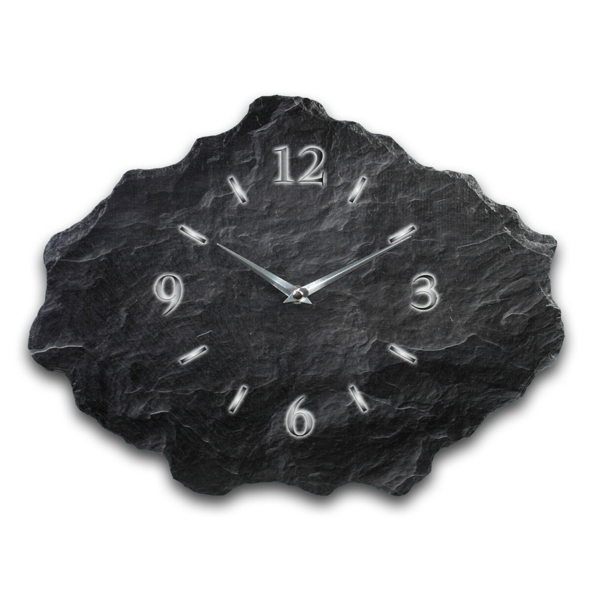 Schiefer Designer Funk-Wanduhr aus echtem Naturschiefer mit leisem Funk- oder Quarzuhrwerk