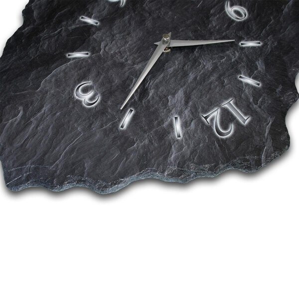 Schiefer Designer Funk-Wanduhr aus echtem Naturschiefer mit leisem Funk- oder Quarzuhrwerk