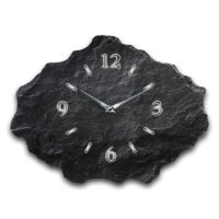 Schiefer Designer Funk-Wanduhr aus echtem Naturschiefer mit leisem Funk- oder Quarzuhrwerk