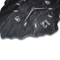 Schiefer Designer Funk-Wanduhr aus echtem Naturschiefer mit leisem Funk- oder Quarzuhrwerk