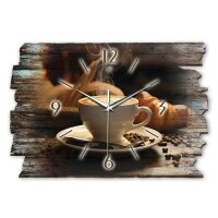 Designer Wanduhr &bdquo;Cappuccino&ldquo; aus Holz im Shabby Style Design mit fl&uuml;sterleisem Uhrwerk