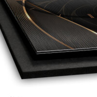 3D Wanduhr "Black & Gold" aus gebürstetem Aluminium & MDF mit leisem Funk- oder Quarzuhrwerk