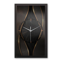3D Wanduhr "Black & Gold" aus gebürstetem Aluminium & MDF mit leisem Funk- oder Quarzuhrwerk