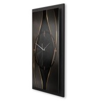 3D Wanduhr "Black & Gold" aus gebürstetem Aluminium & MDF mit leisem Funk- oder Quarzuhrwerk