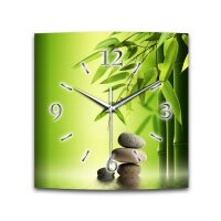 Bambus Designer-Wanduhr mit leisem Uhrwerk aus Alu